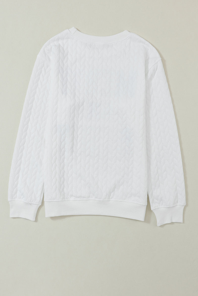 White Merry and Bright Quilted Sweatshirt