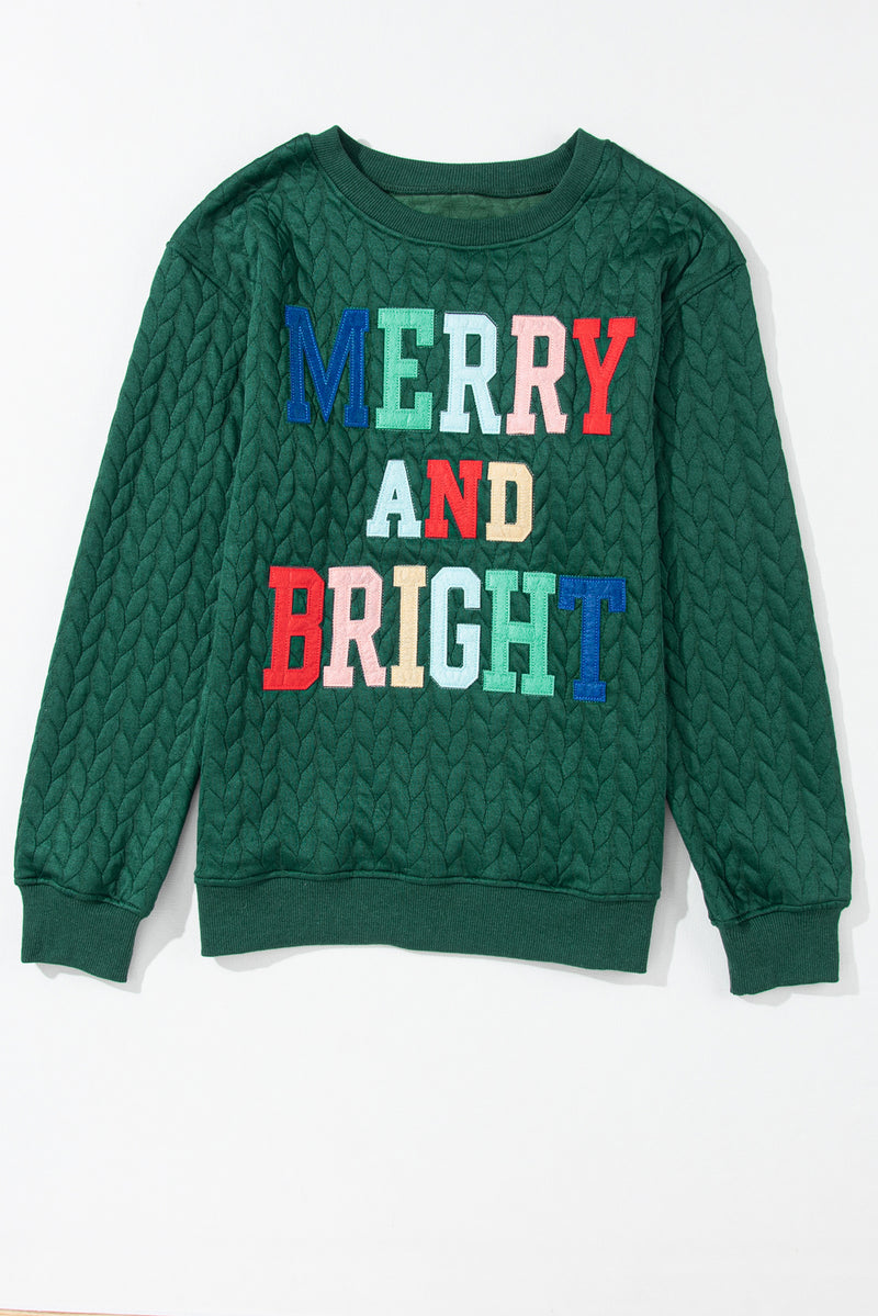 White Merry and Bright Quilted Sweatshirt