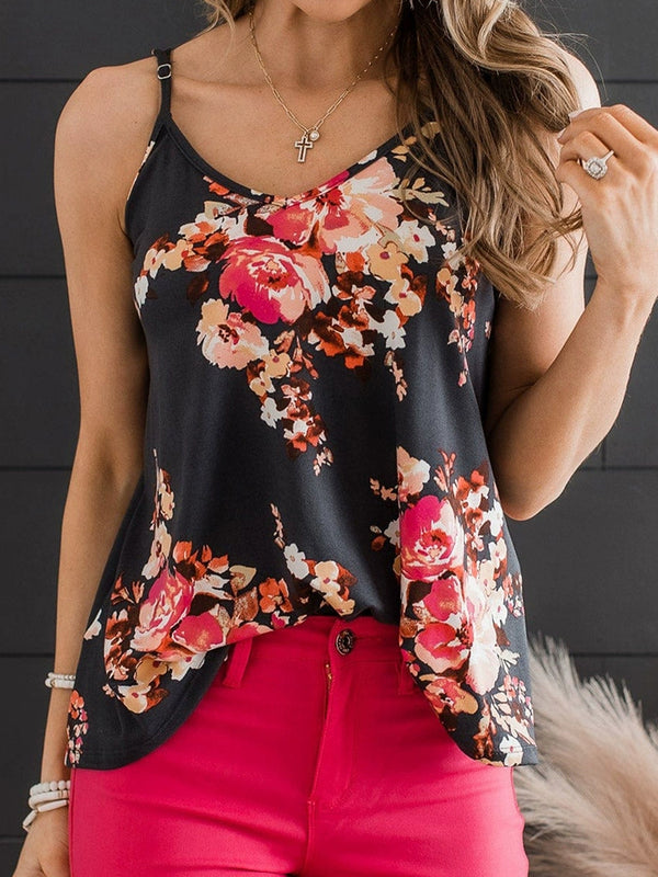 Loose Slim Looking Casual Print Sleeveless Camisole