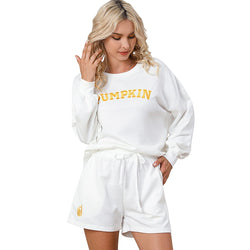 Double-sided fleece long sleeve shorts pajamas