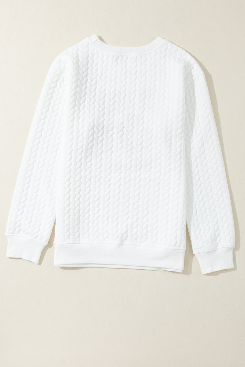 White Merry and Bright Quilted Sweatshirt