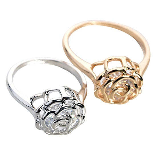 Rings In 18kt Rose Crystals In White Yellow And Rose Gold Plating