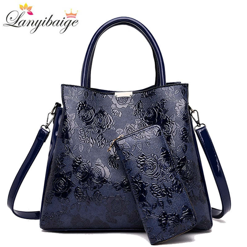 Brand Luxury Handbags Women Bags Designer Rose Print Tote Bag