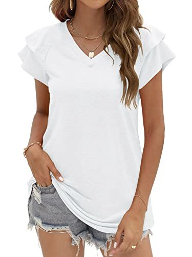 Women Summer Casual Ruffle Short Sleeve Loose Fitting