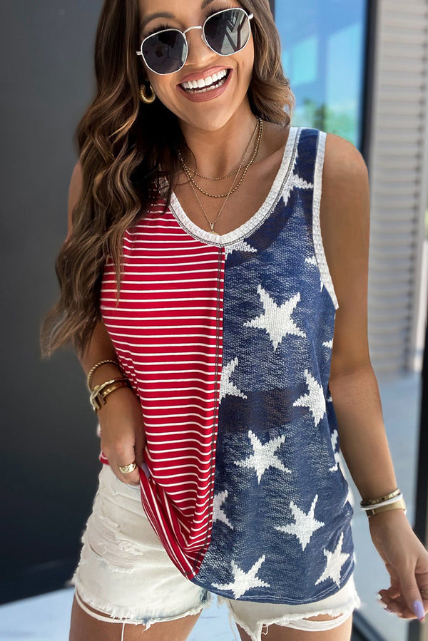 Red American Flag Stars & Stripes Tank Top